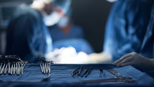closeup of medical instruments during a surgery