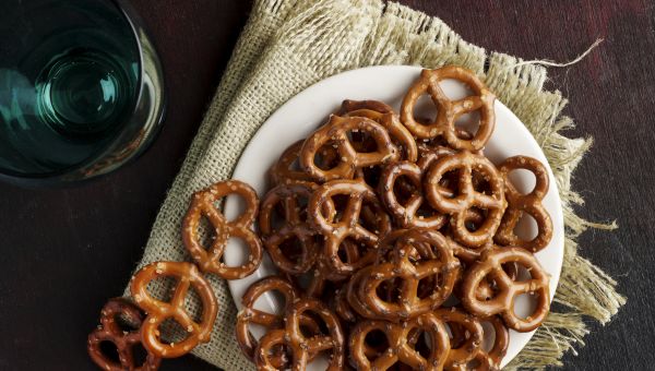 top view of pretzels on a plate