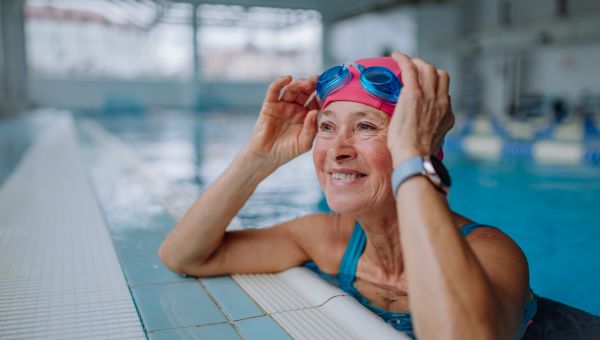 senior woman in pool