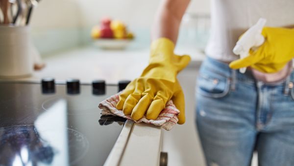 cleaning kitchen