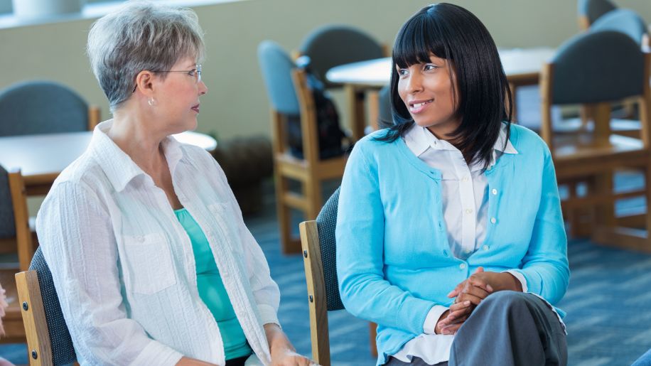 Two women in waiting room