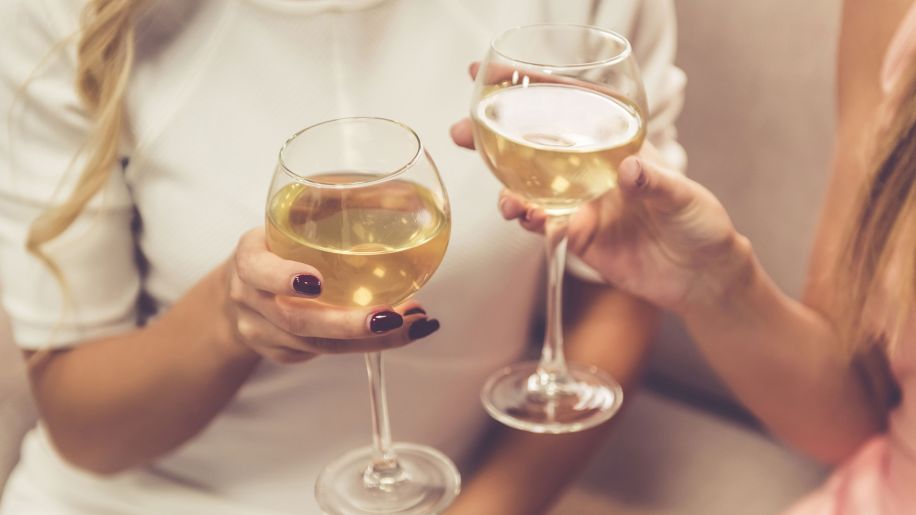 women clinking wine glasses