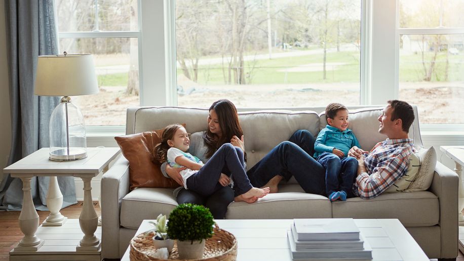 family in living room