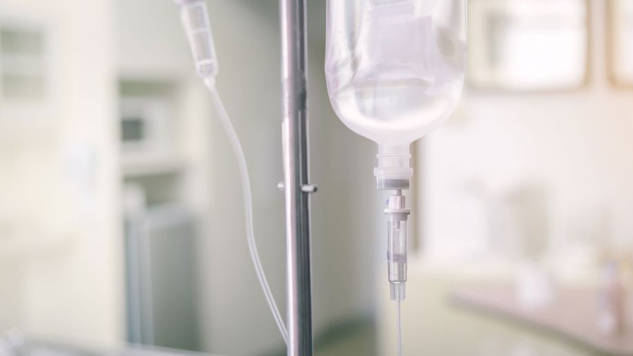 Closeup of an intravenous drip.