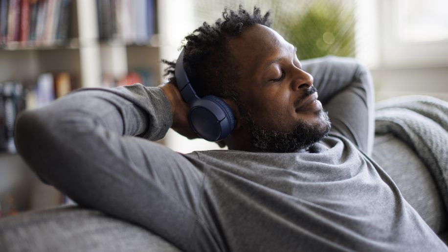 man relaxing at home