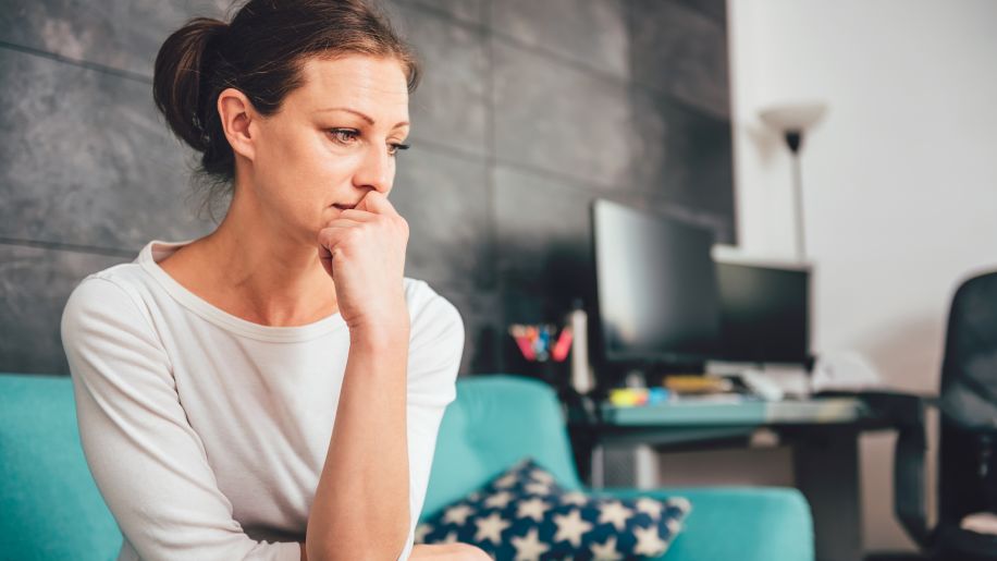 depressed woman at home