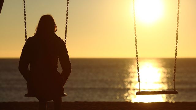 depressed woman in darkness