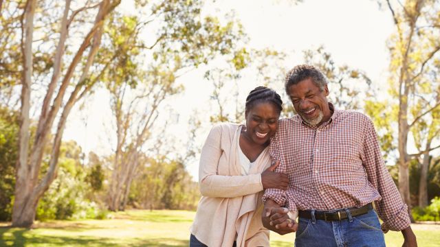 An older couple celebrating the remission of multiple myeloma.