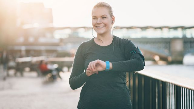 Slightly overweight woman on a jog