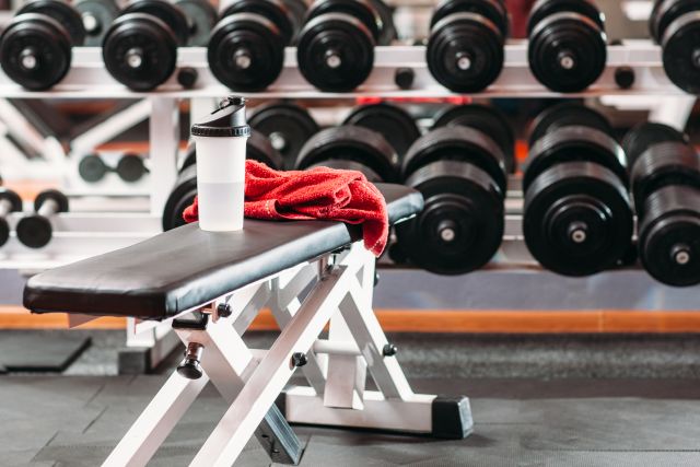 gym equipment and towel 