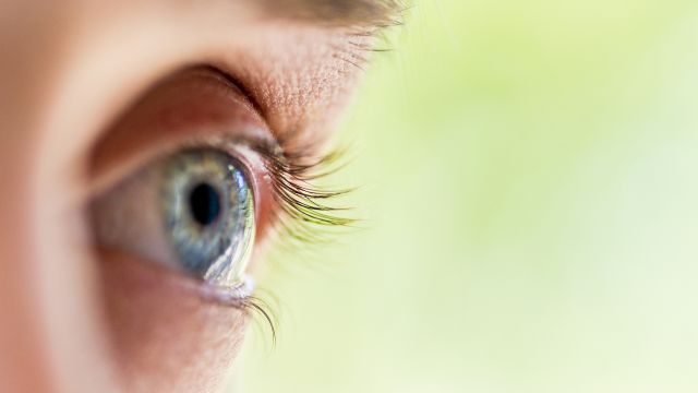A close up of an eye. Psoriasis can affect the health of the eyes in a number of ways.