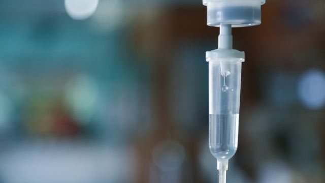 An intravenous cancer therapy. Several types of cancer therapies, including chemotherapy and immunotherapy, are given with an infusion.