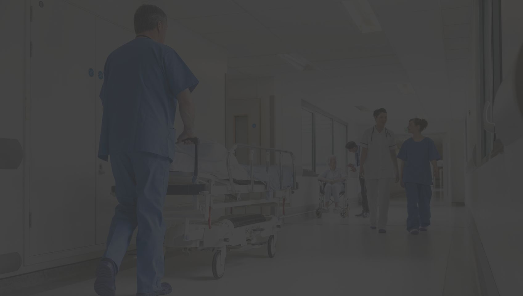 hospital hall corridor, gurney, nurses