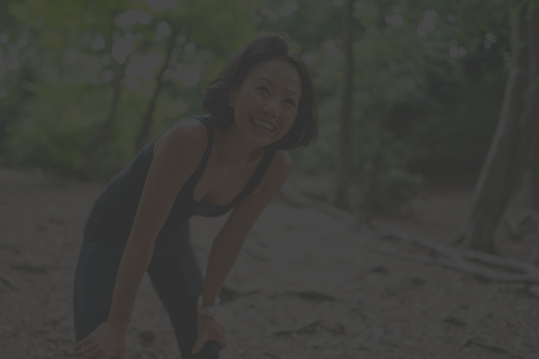 middle-aged woman sweating outdoors