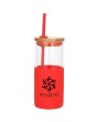 Barbados – 18 Oz. Borosilicate Glass Cup with Bamboo Lid and Silicone Sleeve