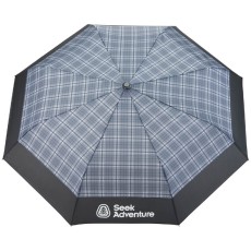 42" Recycled Pet Auto Open Plaid Folding Umbrella