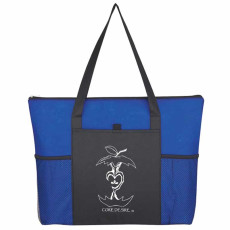 Logo Non-Woven Voyager Zippered Tote Bag