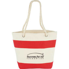 Monogrammed Capri Stripes Cotton Shopper Tote