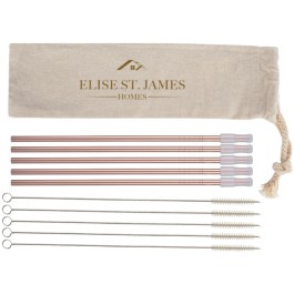 5- Pack Park Avenue Stainless Straw Kit With Cotton Pouch