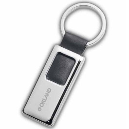 Custom Metal Key Holder Black Faux Leather Tab