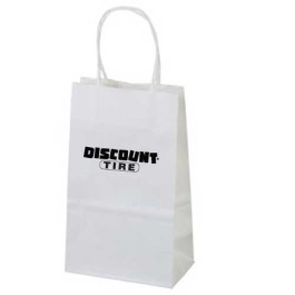 5.25 x 3.25 x 8.5 Printed White Kraft Paper Bag