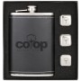 Flask & Whiskey Cube Leatherette Set
