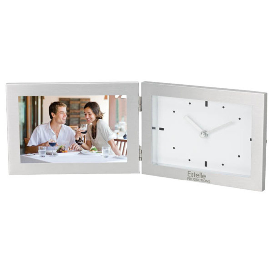 Promo 6"x4" Hinged Photo Frame and Clock