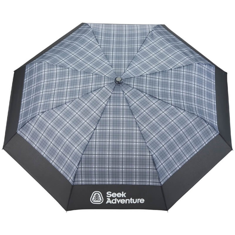 42" Recycled Pet Auto Open Plaid Folding Umbrella