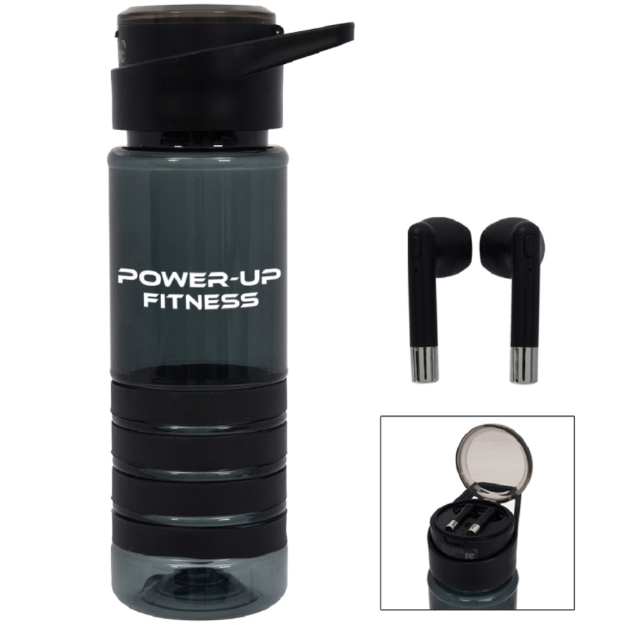 24 oz. Tritan Banded Gripper Bottle With Wireless Earbuds