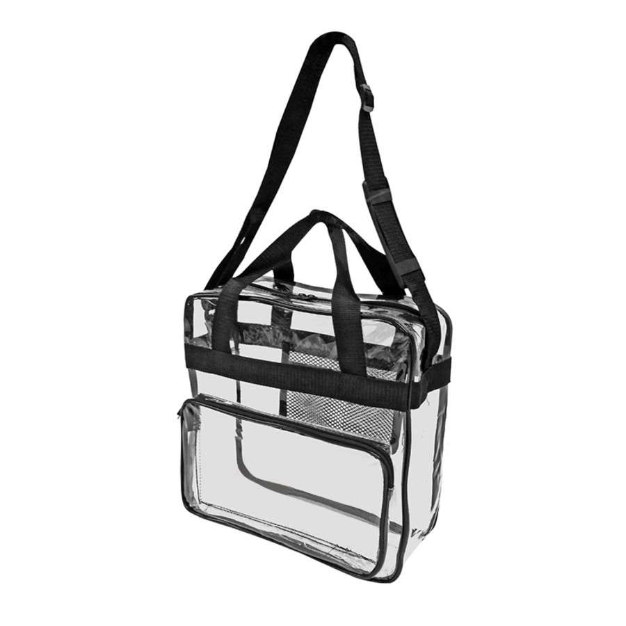 Deluxe Multi-Pockets Clear Stadium Security Zipper Messenger/Tote