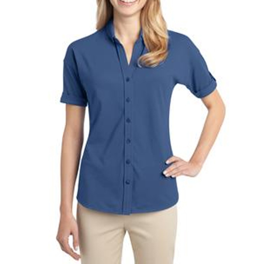 Port Authority Ladies Stretch Pique Button-Front Shirt