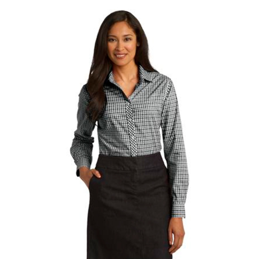 Port Authority Ladies Long Sleeve Gingham Easy Care Shirt1