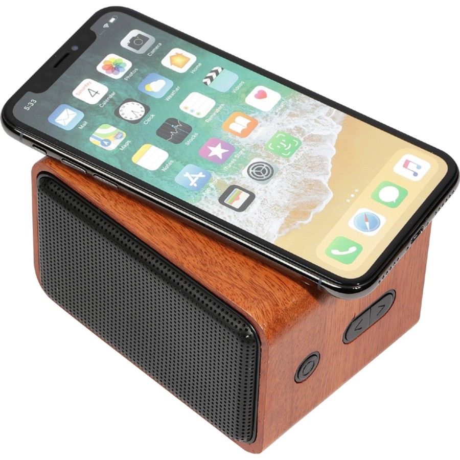 Wooden Bluetooth Speaker with Wireless Charging Pad