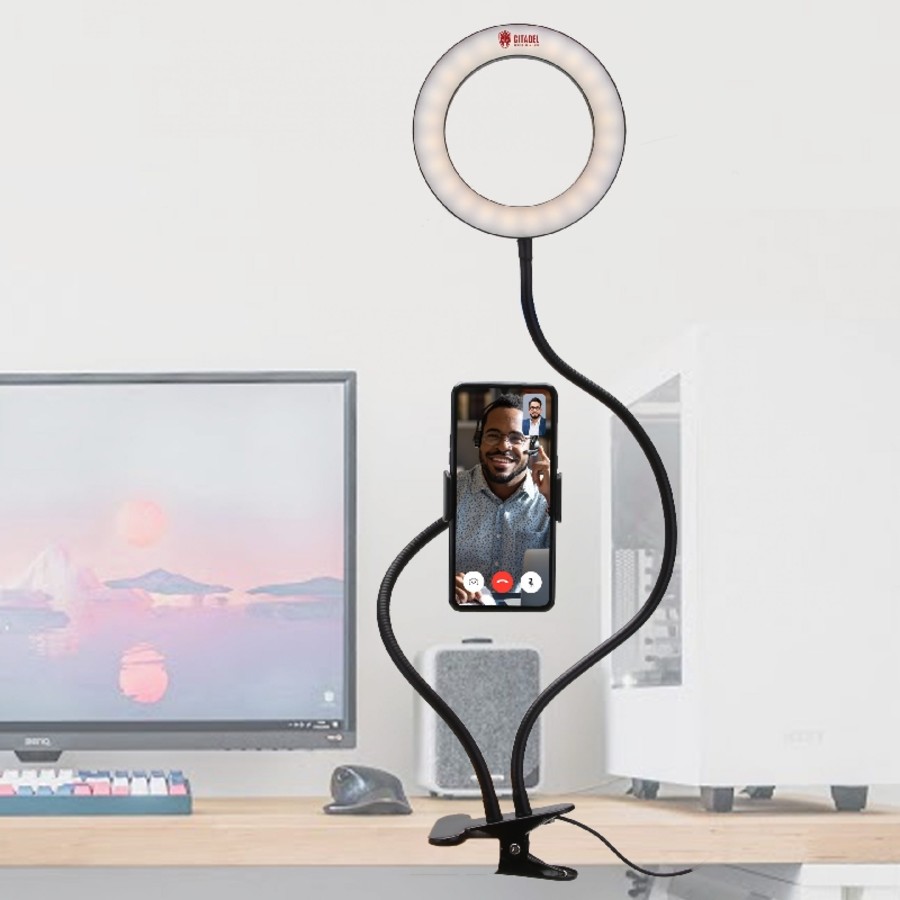 Webcam Ring Light with Cell Phone Holder