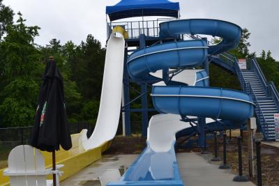 Sandy Beach Water Slides from Front