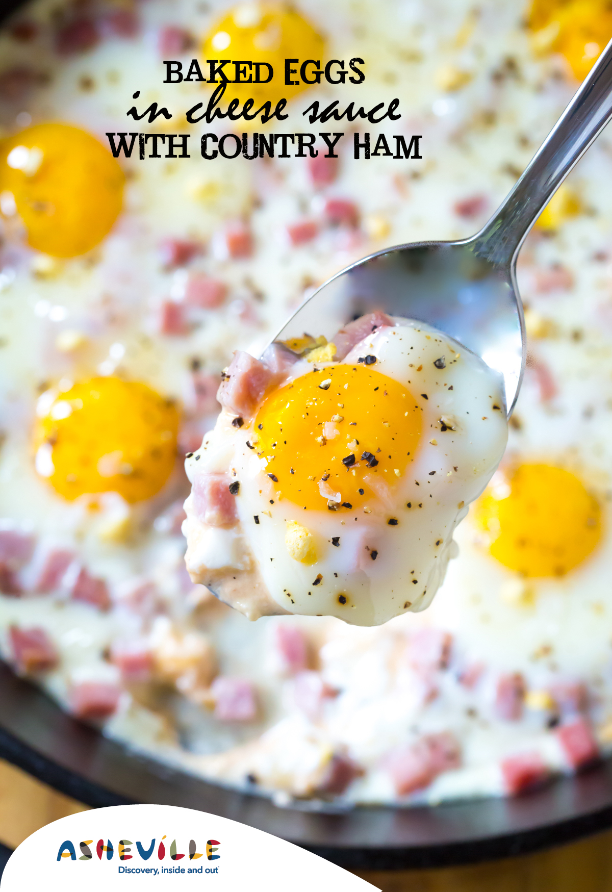 Baked Eggs in Cheese Sauce with Country Ham Recipe