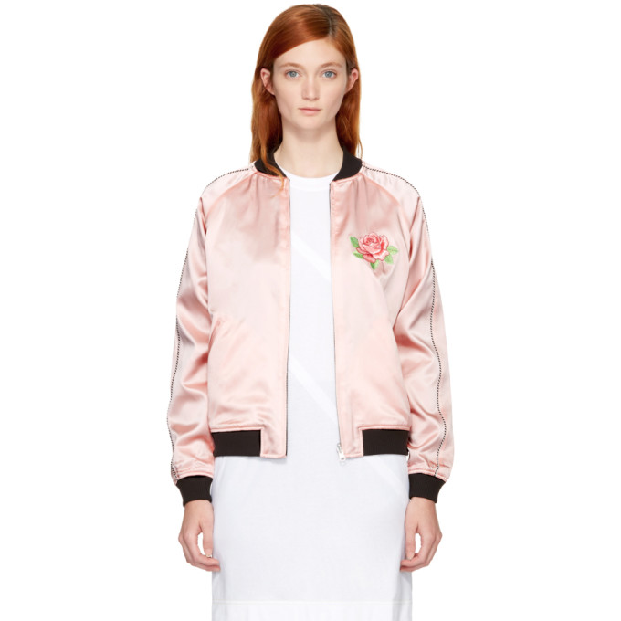 OPENING CEREMONY OPENING CEREMONY SSENSE EXCLUSIVE REVERSIBLE PINK SATIN VARSITY BOMBER JACKET