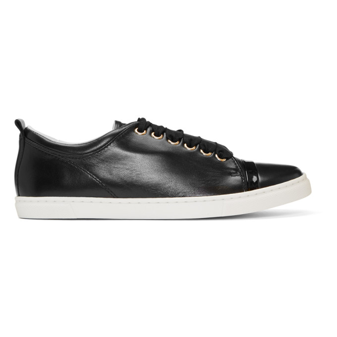 LANVIN Patent Leather Cap-Toe Low-Top Sneaker, Black | ModeSens
