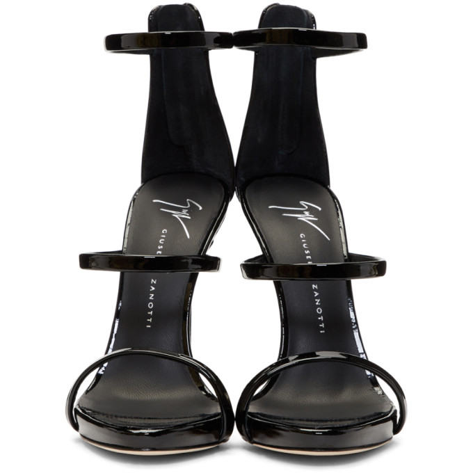 GIUSEPPE ZANOTTI Black Leather Triple Strapped Coline Sandals | ModeSens