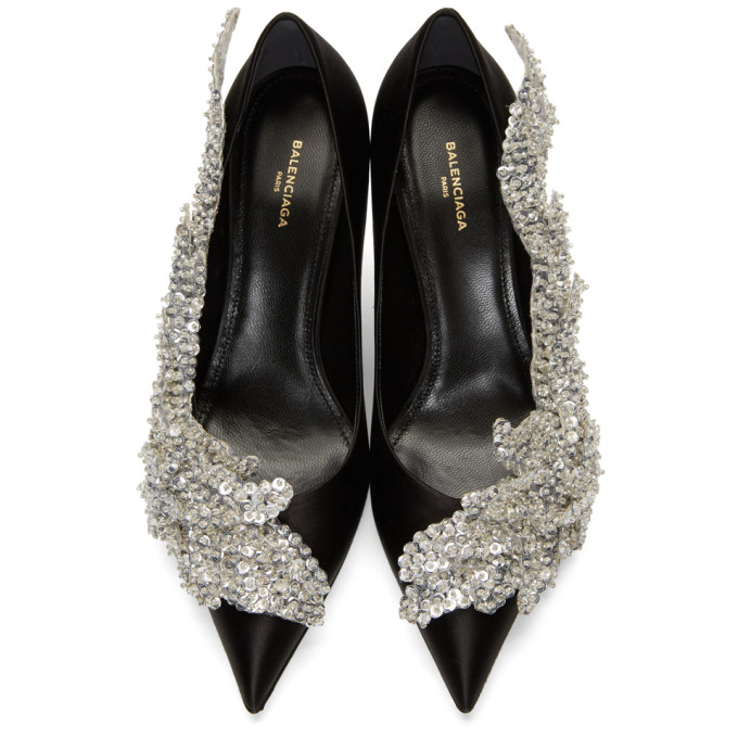 BALENCIAGA TALON SLASH SEQUIN-EMBELLISHED SATIN PUMPS, EOIR | ModeSens