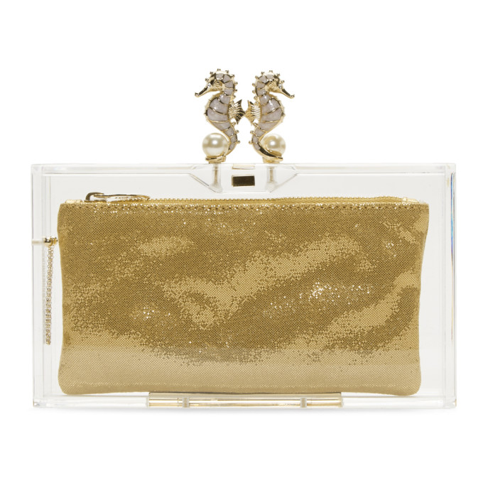 CHARLOTTE OLYMPIA CHARLOTTE OLYMPIA TRANSPARENT PERSPEX PANDORA SEAHORSE CLUTCH
