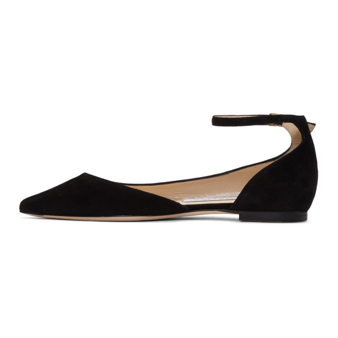 JIMMY CHOO Lucy Flat Black Suede Pointy Toe Flats | ModeSens