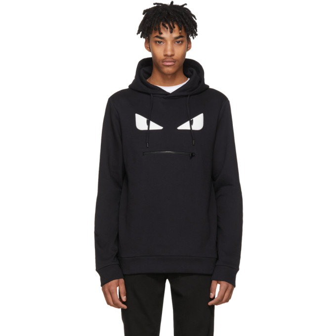 Click to view more detailed imagery on our partner's website Fendi Black 'bag Bugs' Zip Mouth Hoodie