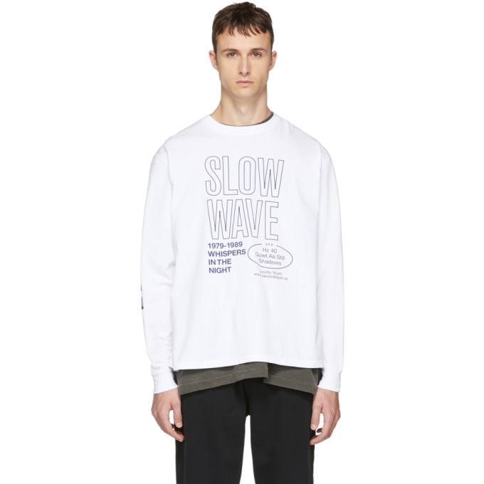 SECOND / LAYER SECOND/LAYER WHITE LONG SLEEVE SLOW WAVE SPIRAL T-SHIRT