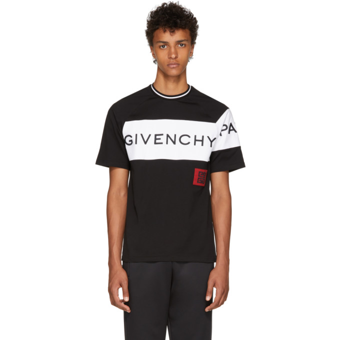 GIVENCHY GIVENCHY BLACK AND WHITE 4G PATCH T-SHIRT