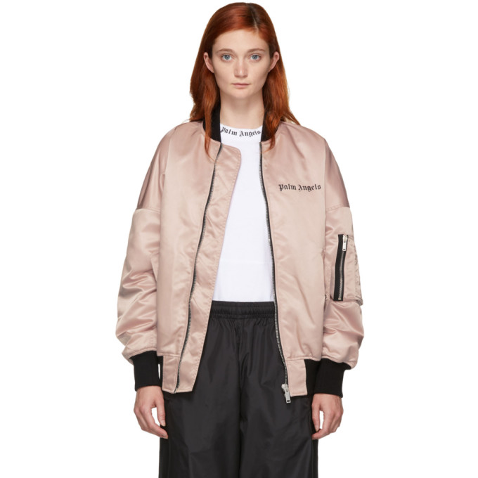 PALM ANGELS PALM ANGELS PINK LOGO OVER BOMBER