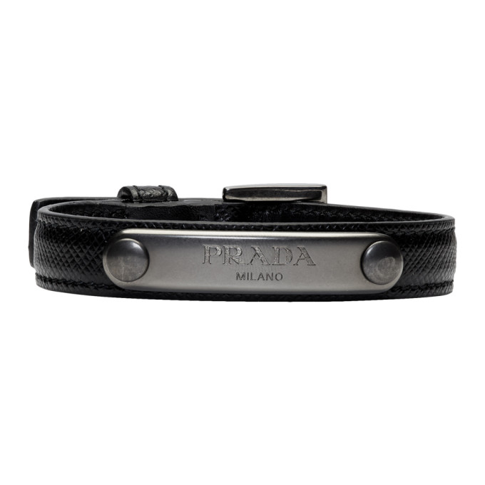 PRADA PRADA BLACK SAFFIANO ID BRACELET