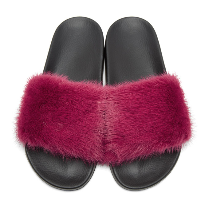 GIVENCHY Pink Mink Fur Slides | ModeSens
