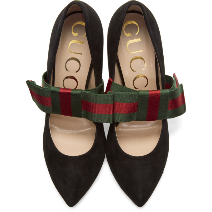 GUCCI Black Suede  Bow Heels ModeSens