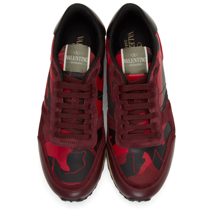 VALENTINO Rockrunner Camouflage Suede And Leather Trainers in Red Camo ...